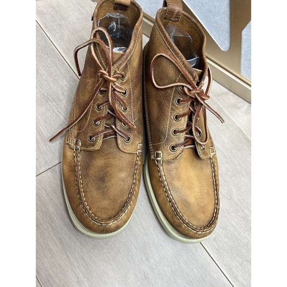 Sebago Beacon Chaussures Bateau Men Leather Brown Boots 9.5 M Shoes Ducksides - Picture 5 of 10